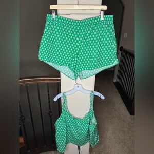 J. Crew Smocked Tank Pajama Set in Kelly White See Measurements Style #BQ229